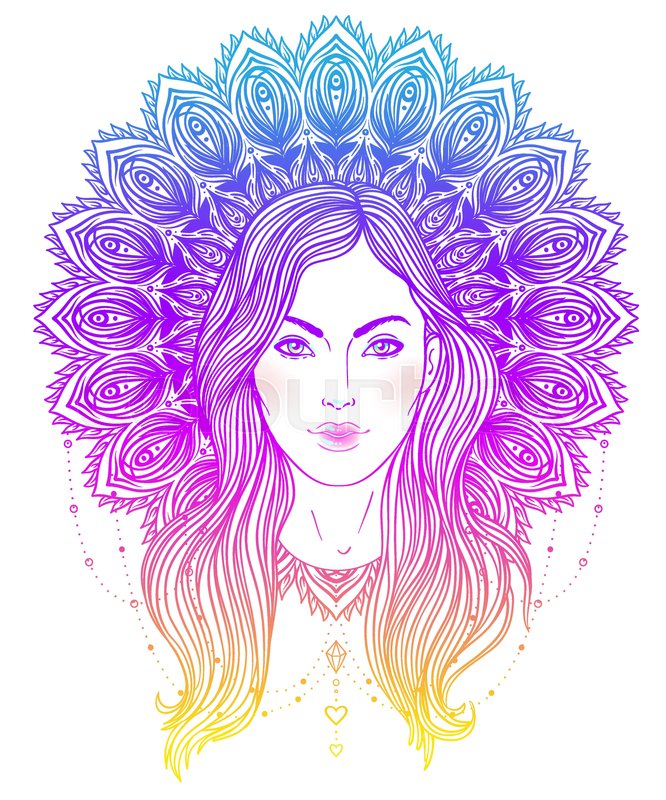 Tribal Fusion Boho Diva. Beautiful   Stock Vector 