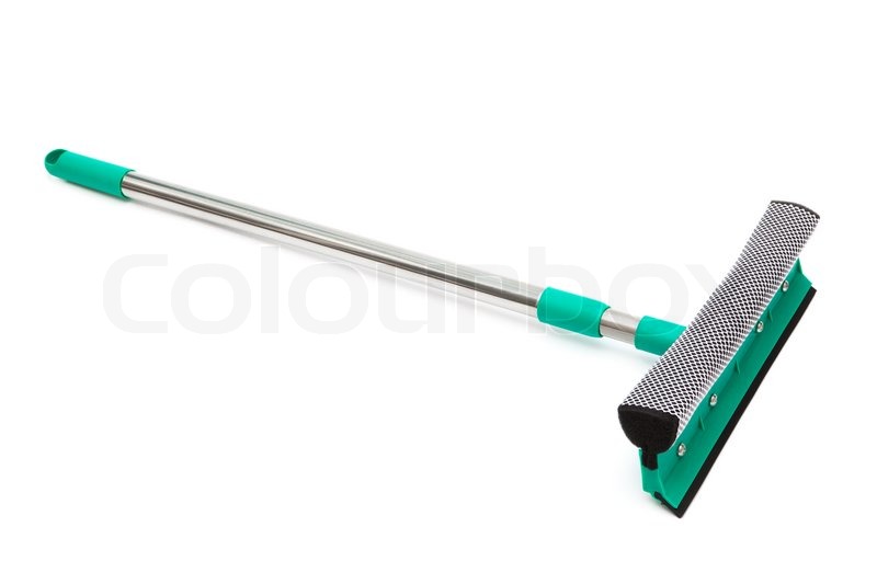 Mop for cleaning windows on a white background Stock Photo Colourbox