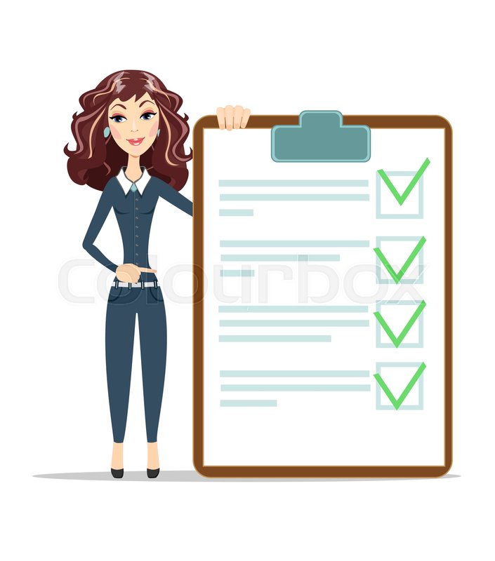 Woman With A Questionnaire Survey Stock Vector Colourbox