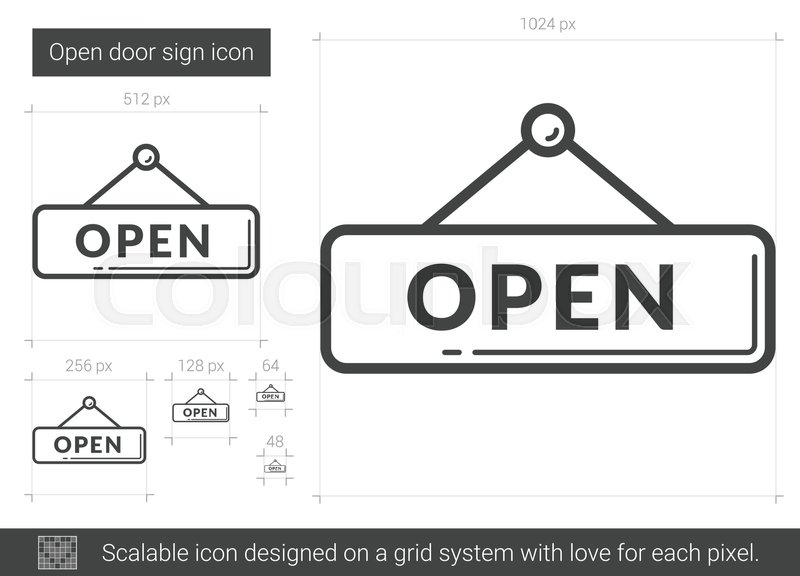 Open door sign vector line icon ... | Stock vector | Colourbox