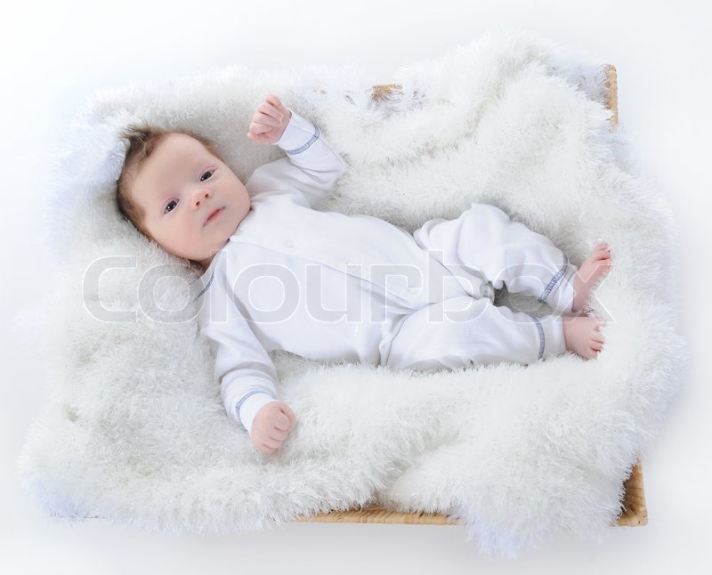 Baby schläft mit einem Schnuller im Mund Stockfoto Colourbox