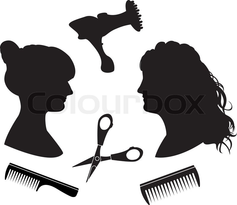 Silhouettes for a hairdressing salon second variant 