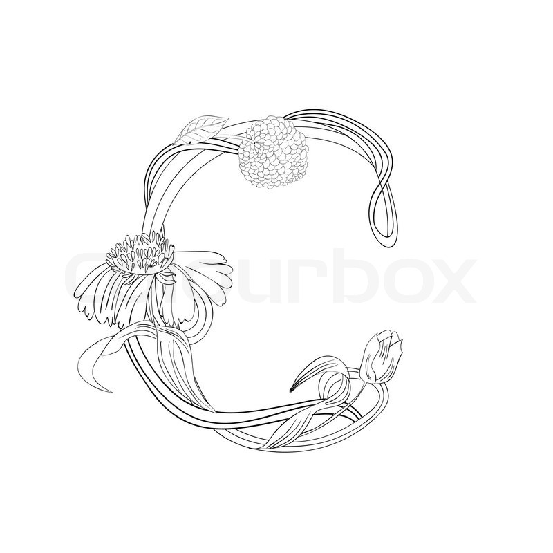 Floral font, Letter C | Stock Vector | Colourbox