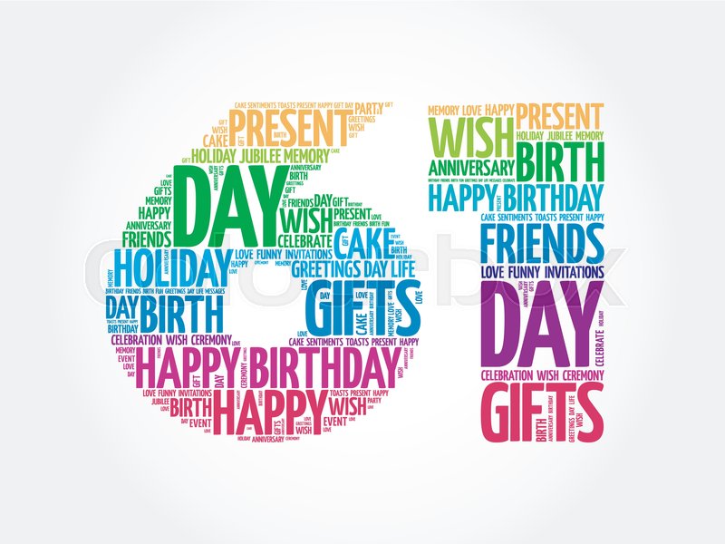 Happy 61st birthday word cloud collage ... | Stock vector | Colourbox
