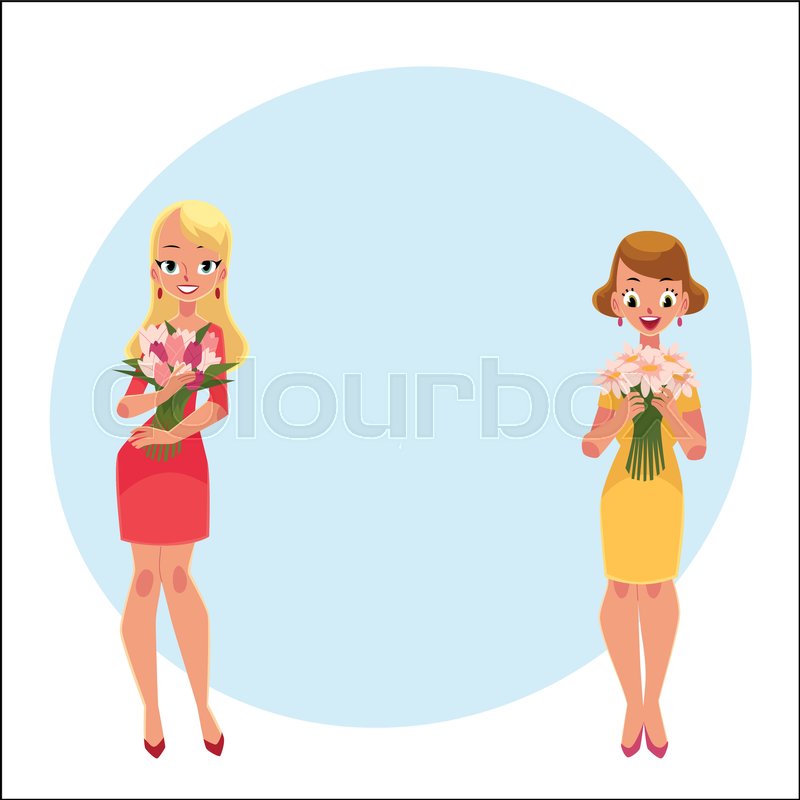 Two Beautiful Blond Women Girls Stock Vector Colourbox