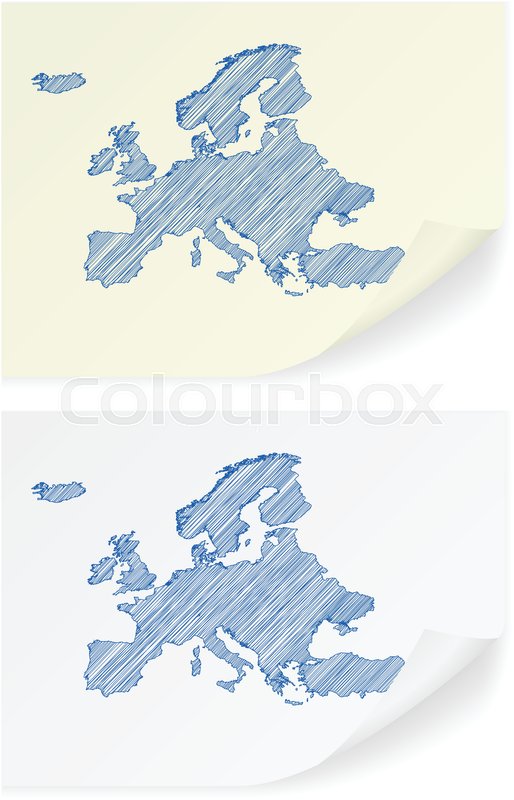 Europe Scribble Map On A White Stock Vector Colourbox
