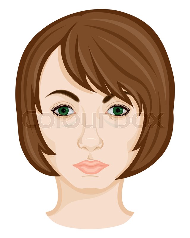 Face Of Young Woman With Brown Hair Stock Vector Colourbox