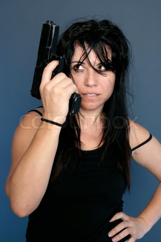 girl holding gun photography