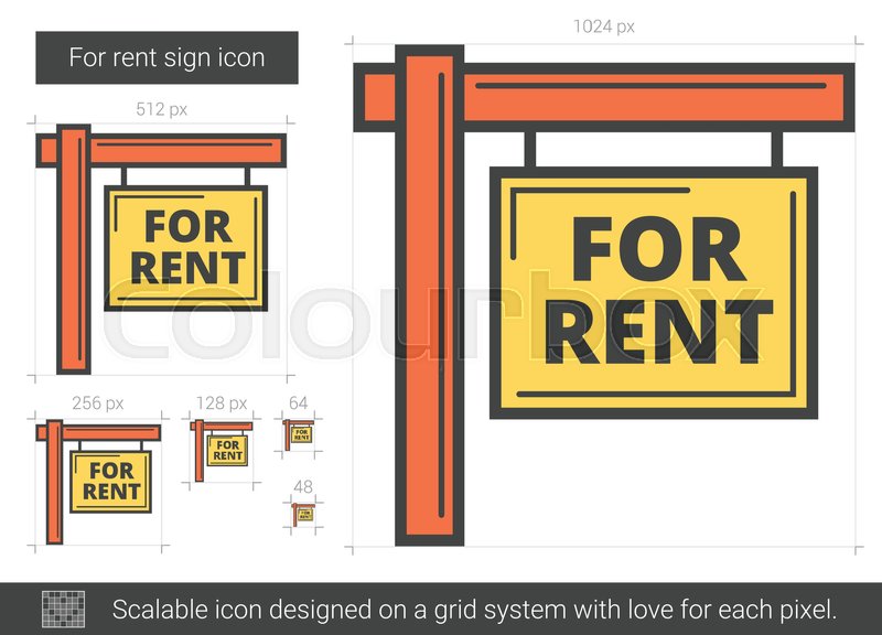 For rent sign vector line icon ... | Stock vector | Colourbox