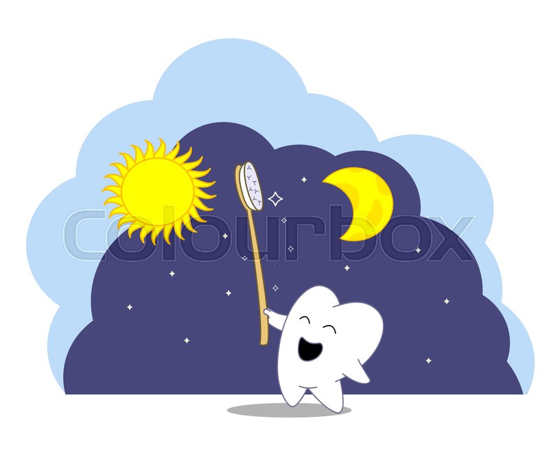 Tooth cartoon mascot brushing teeth | Stock vector | Colourbox