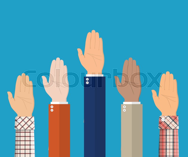 Raised Up Hands People Vote Hands Stock Vector Colourbox