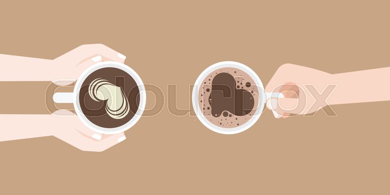 Man And Woman Holding Coffee Cup In Stock Vector Colourbox