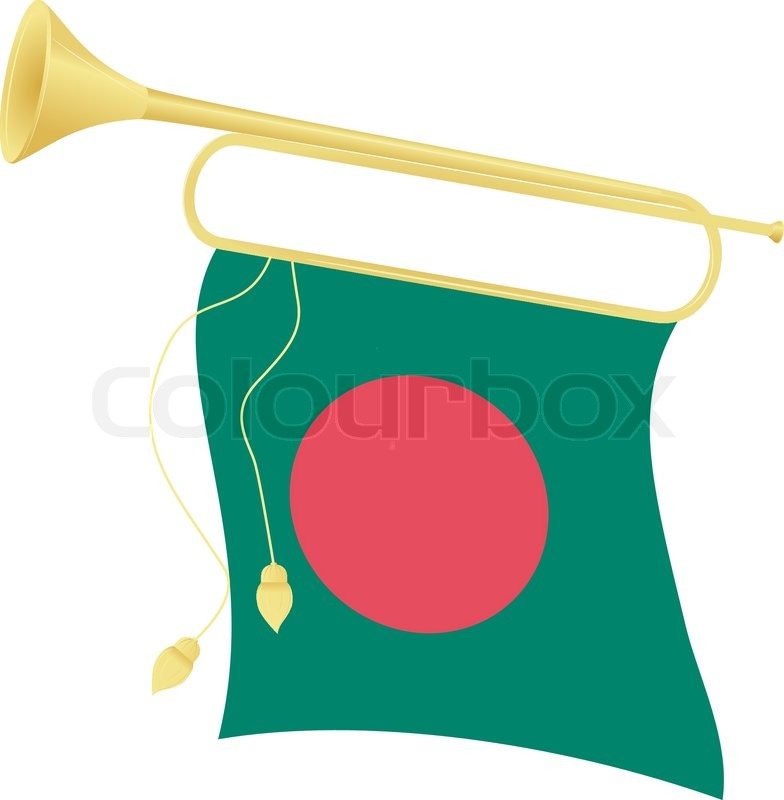 Vector illustration bugle with a flag Stock vector Colourbox