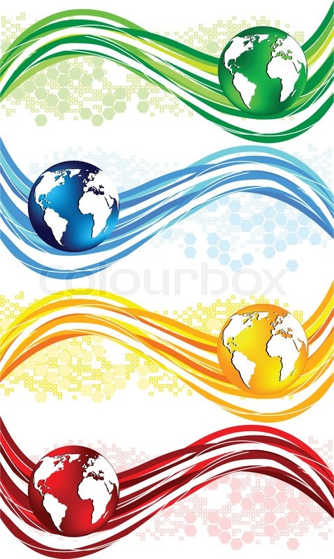 Vector Set Colorful Wavy Banners With Stock Vector Colourbox