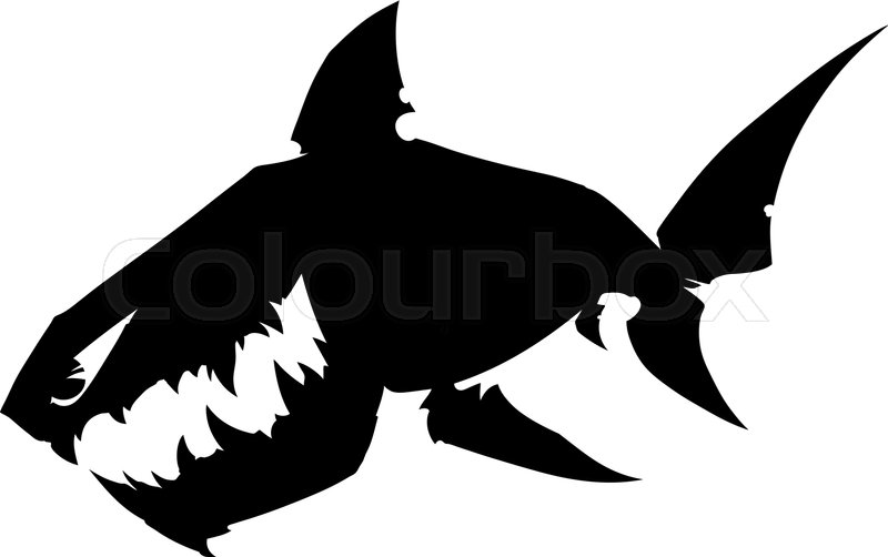 Black graphic cartoon silhouette shark ... | Stock vector ...