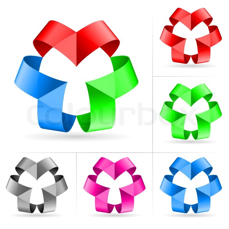 Set of ribbon number three on a white ... | Stock vector | Colourbox