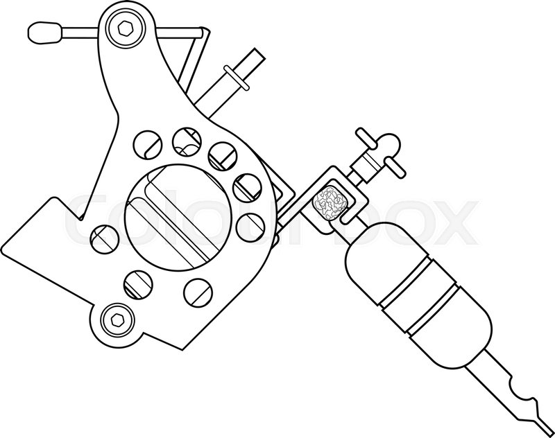 Tattoo Machine Line Drawing : Tattoo machine linear drawing thin line illustration