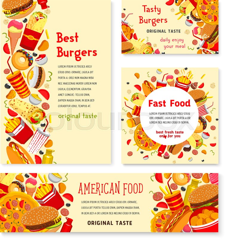 Fast Food Restaurant Banner Template Stock Vector Colourbox