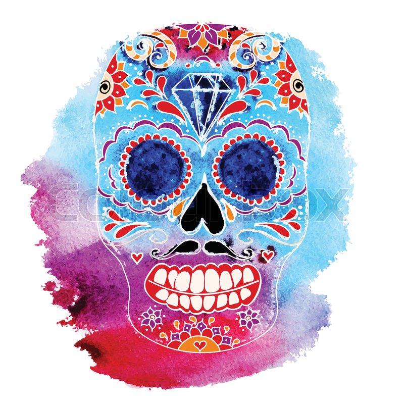 vector skull color illustration t shirt graphics day of the dead