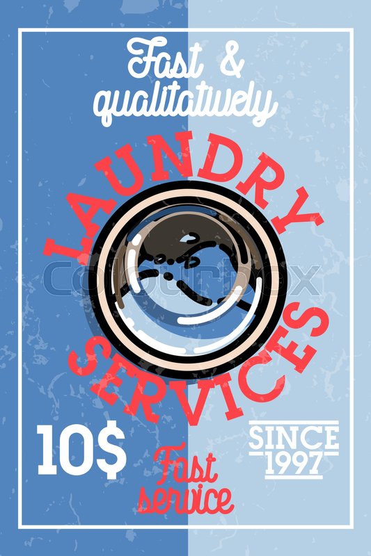 Color Vintage Laundry Services Banner Stock Vector Colourbox