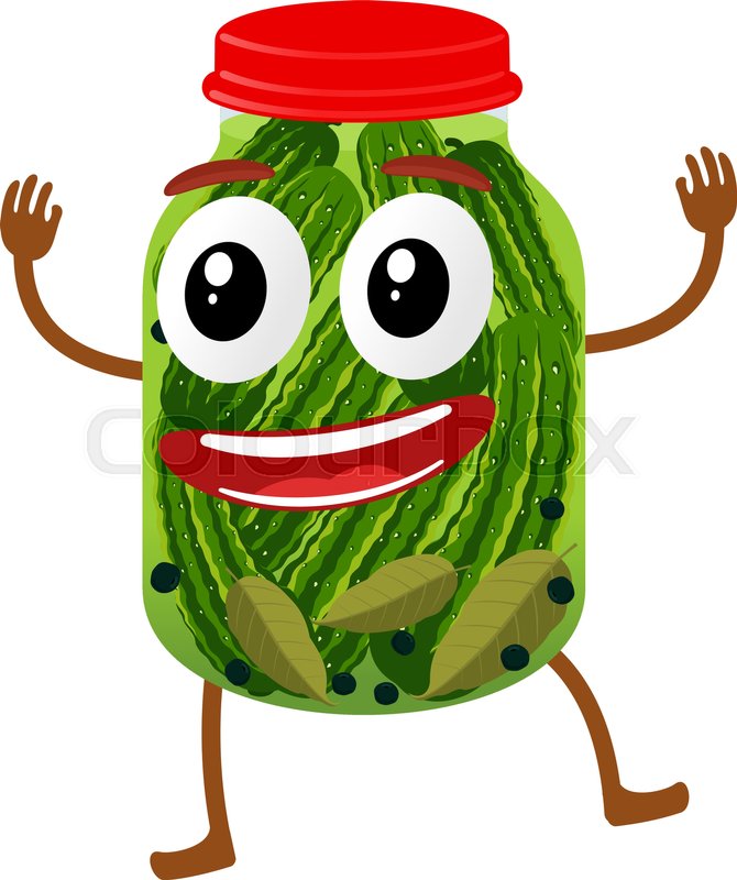 Funny Pickles Glass Jar Character Stock Vector Colourbox