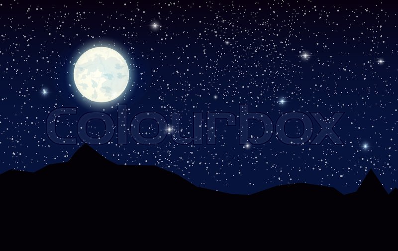 Space Landscape With Silhouette Stock Vector Colourbox