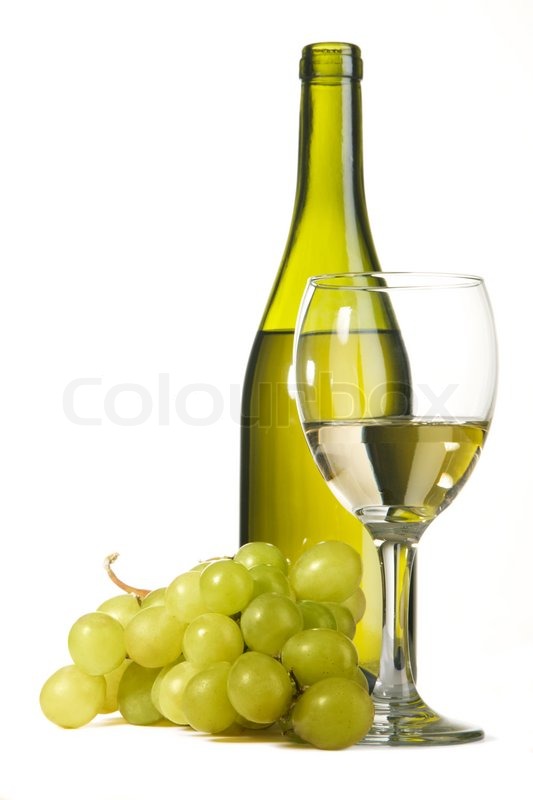 Bottle of white wine and grapes, | Stock image | Colourbox