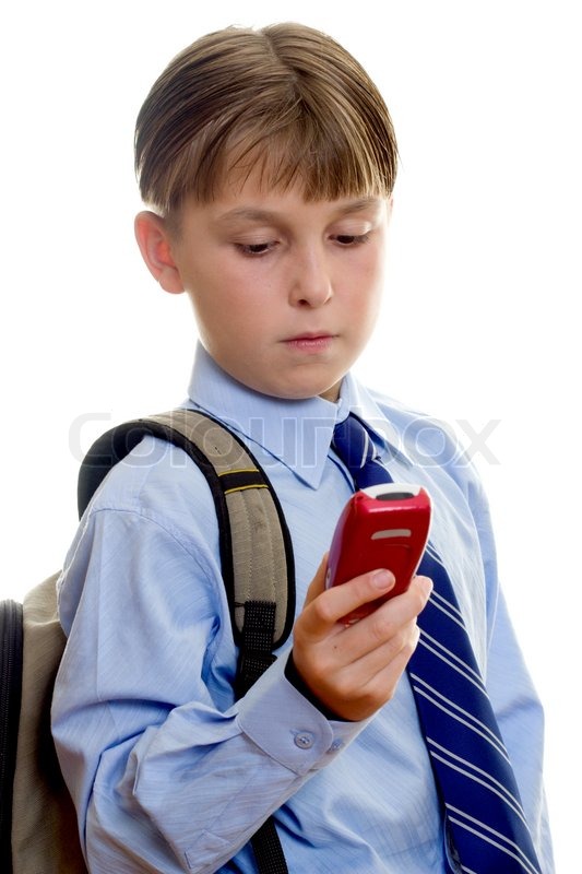 A Student Boy Using A Mobile Phone Cellphone  Stock Photo -6537