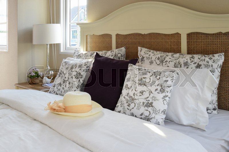 Vintage bedroom interior with flower | Stock image | Colourbox