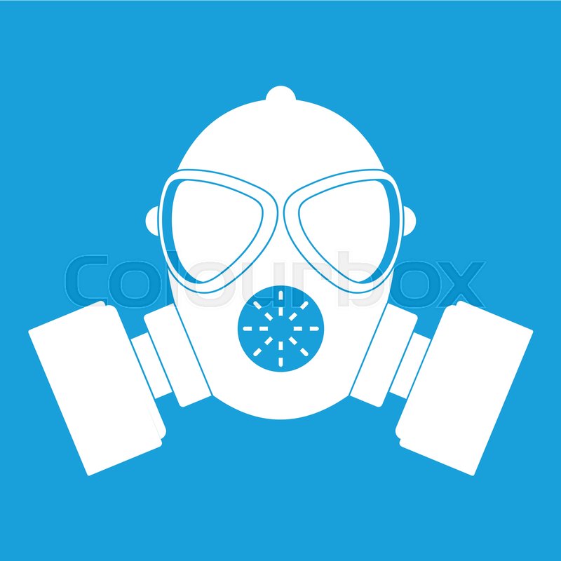 Respirator icon white isolated on blue Stock vector Colourbox