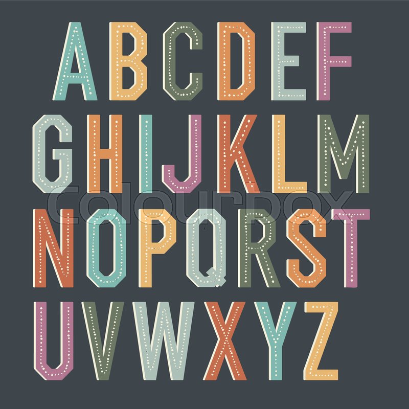vintage kids alphabet colorful vector stock vector colourbox