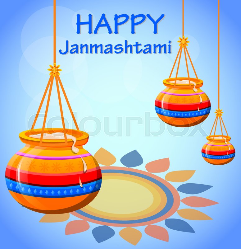Happy Krishna Janmashtami Pots With Stock Vector Colourbox