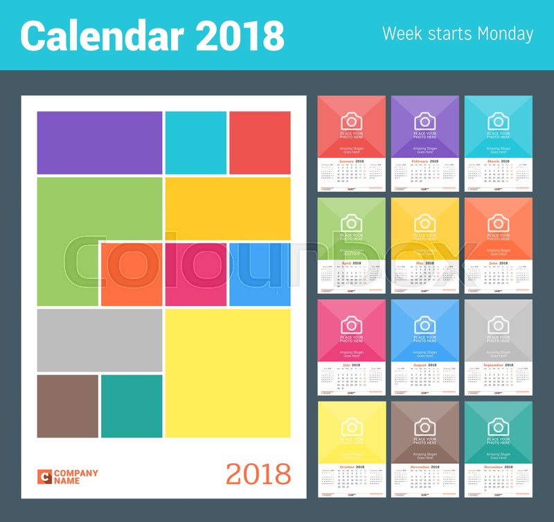Calendar Cover Page Design : Wall monthly calendar for year vector design print Calendar Cover Page Design : Wall monthly calendar for year vector design print