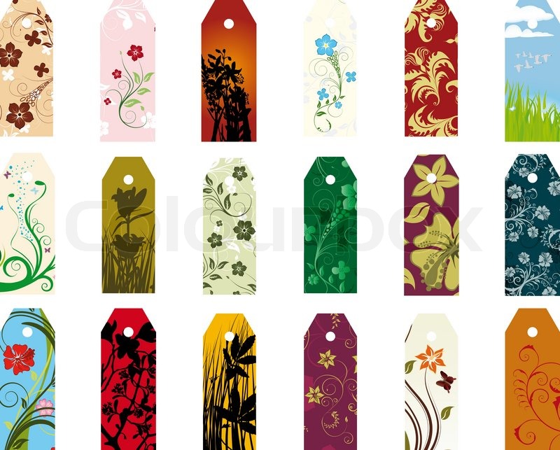 set of different vector floral bookmarks for design use stock