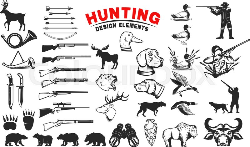 Set of hunting design elements. ... | Stock vector | Colourbox