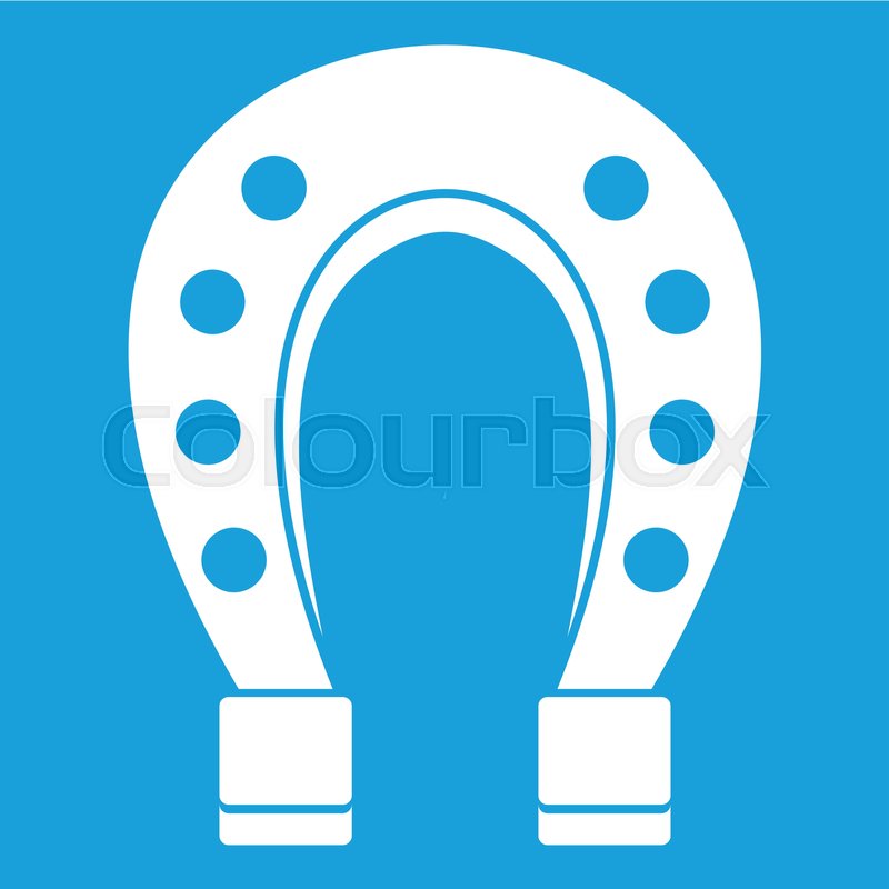 Horse shoe icon white isolated on blue | Stock vector | Colourbox