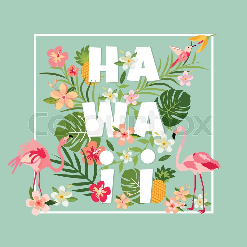 Hawaiian bright card with toucan, ... | Stock vector | Colourbox