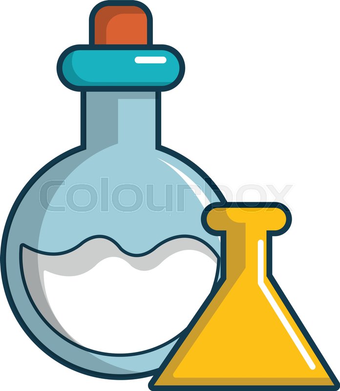Chemical bottles icon. Cartoon Stock vector Colourbox