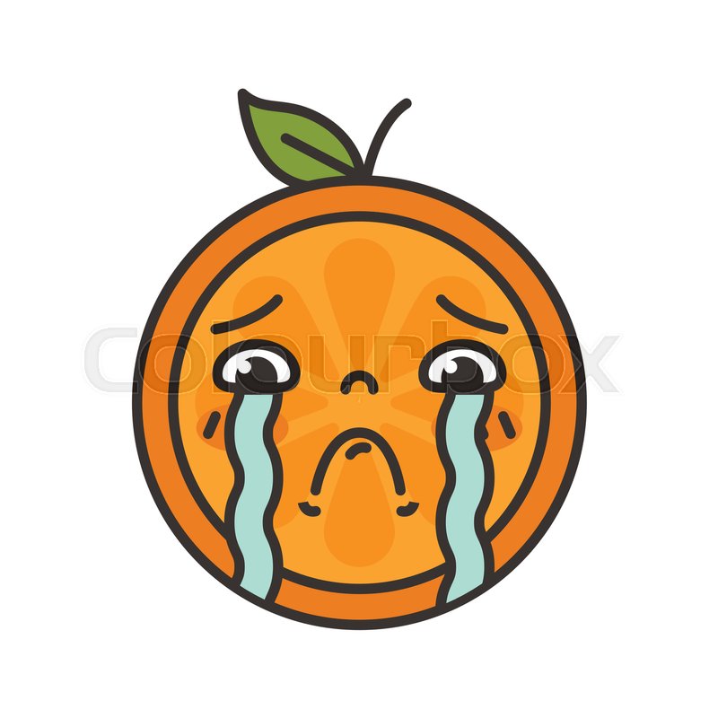 Tears crying emoji. Crying orange Stock vector Colourbox