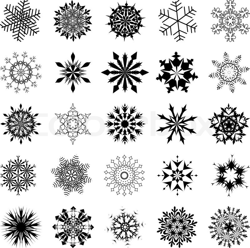 collection of vector snowflakes in different shape stock vector