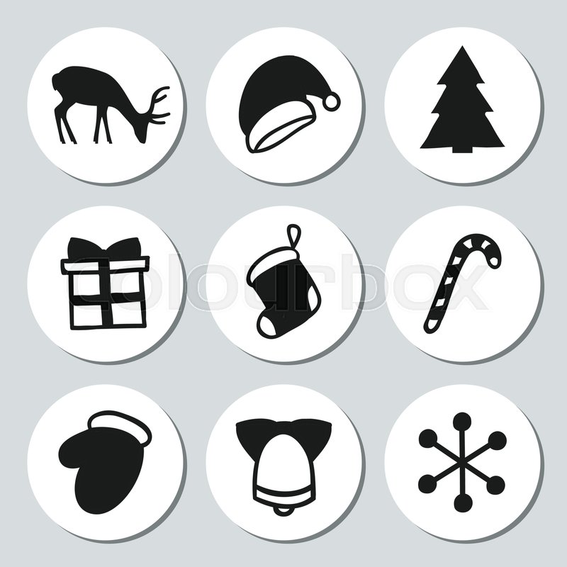 christmas and new year gift round stickers labels xmas set hand
