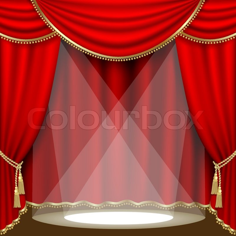 Theater stagewith roten Vorhang StockVektor Colourbox