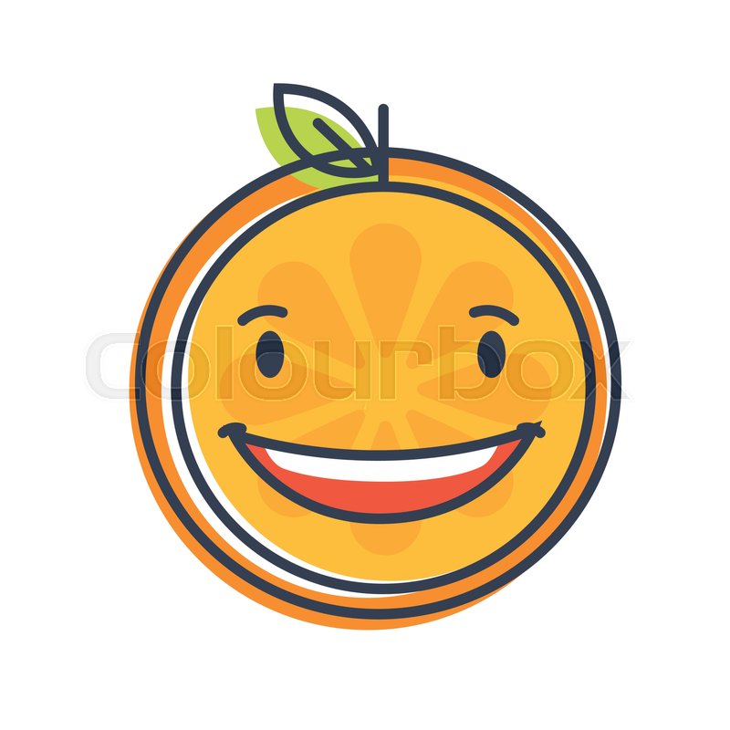laugh emoji laughing orange fruit emoji vector flat design
