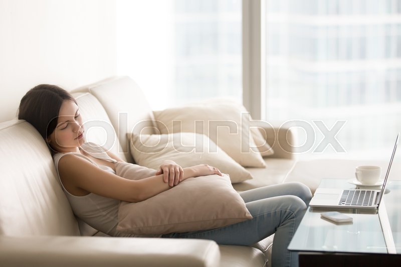 Pretty teen in sofa