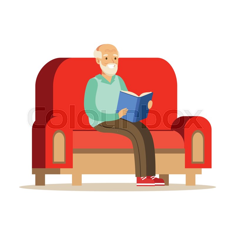 Grey Senior Man Sitting On The Sofa Stock Vector Colourbox