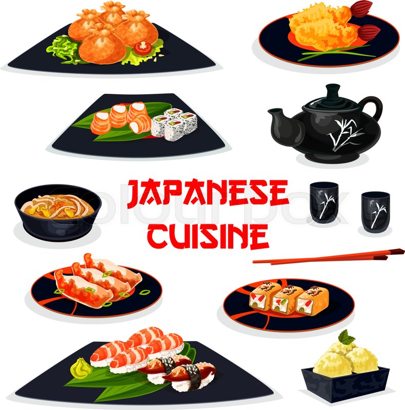 Download Japanese Cuisine Healthy Dishes For Stock Vector Colourbox