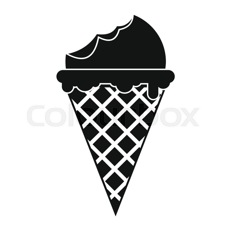 vanilla ice cream in cone black simple silhouette icon vector
