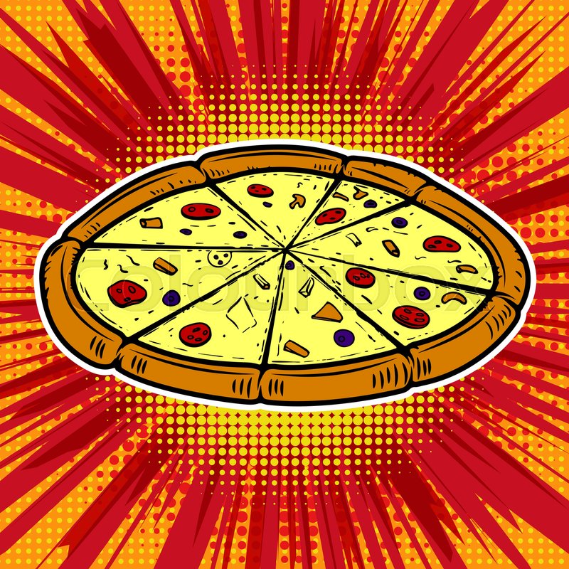 Pizza illustration on pop art Stock vector Colourbox