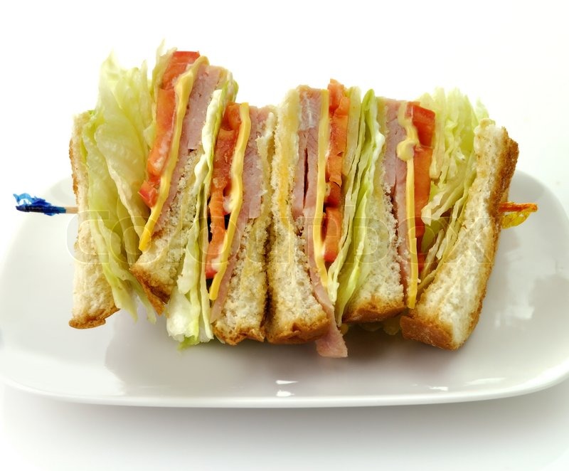 Turkey Or Ham Club Sandwich In A White Stock image Colourbox