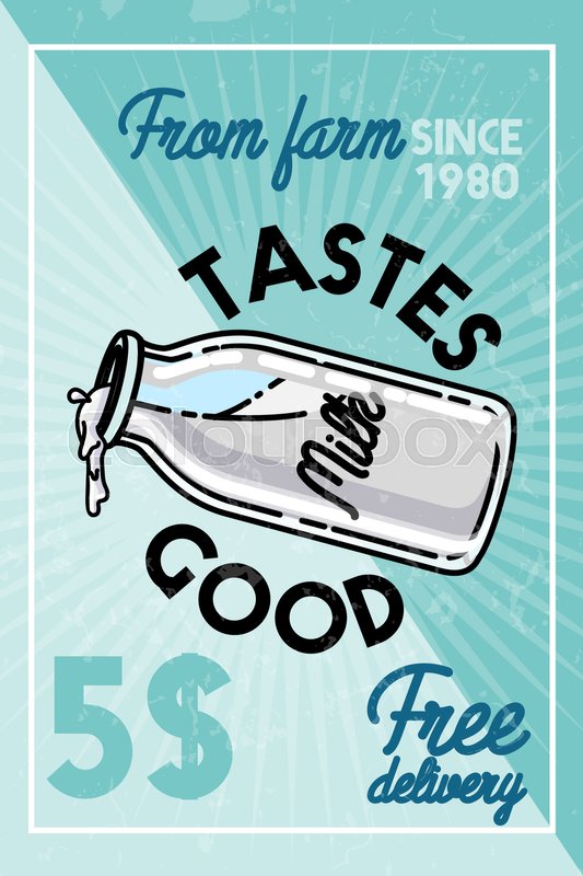 Color Vintage Milk Banner Vector Stock Vector Colourbox